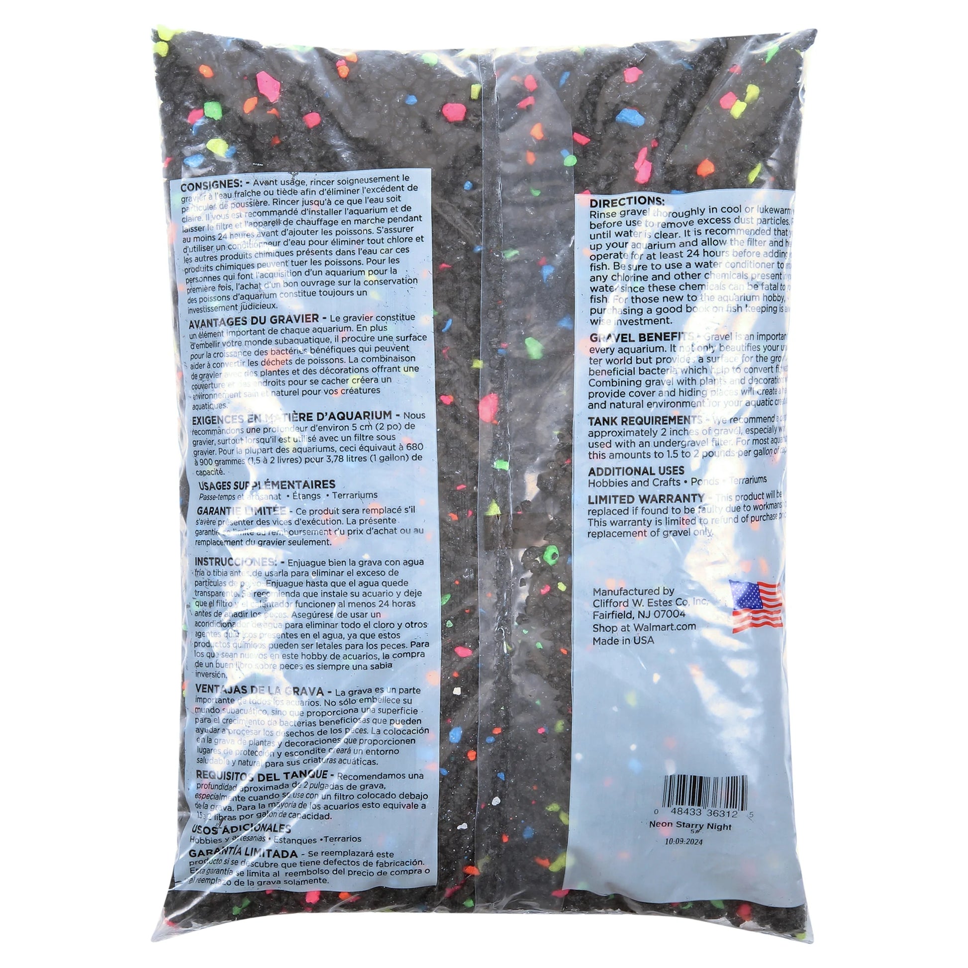 (2 Pack)  Aquarium Gravel Mix, Neon Starry Night, 5-Pound