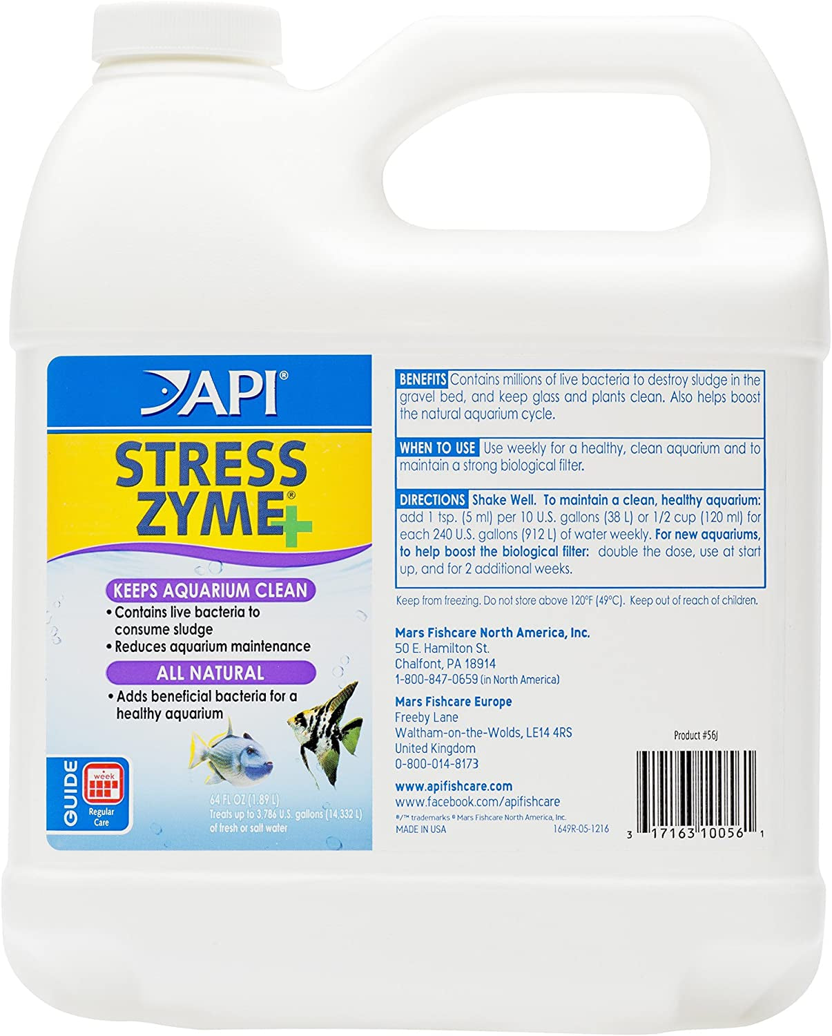 STRESS ZYME Freshwater and Saltwater Aquarium Cleaning Solution 64-Ounce Bottle