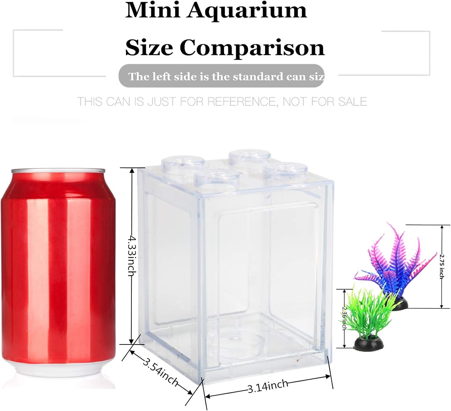 Small Fish Tank, Mini Betta Fish Tank Stackable Cube Tank with Fish Tank Decor, Ant Feeding Case Mini Reptile Row Box (Clear)